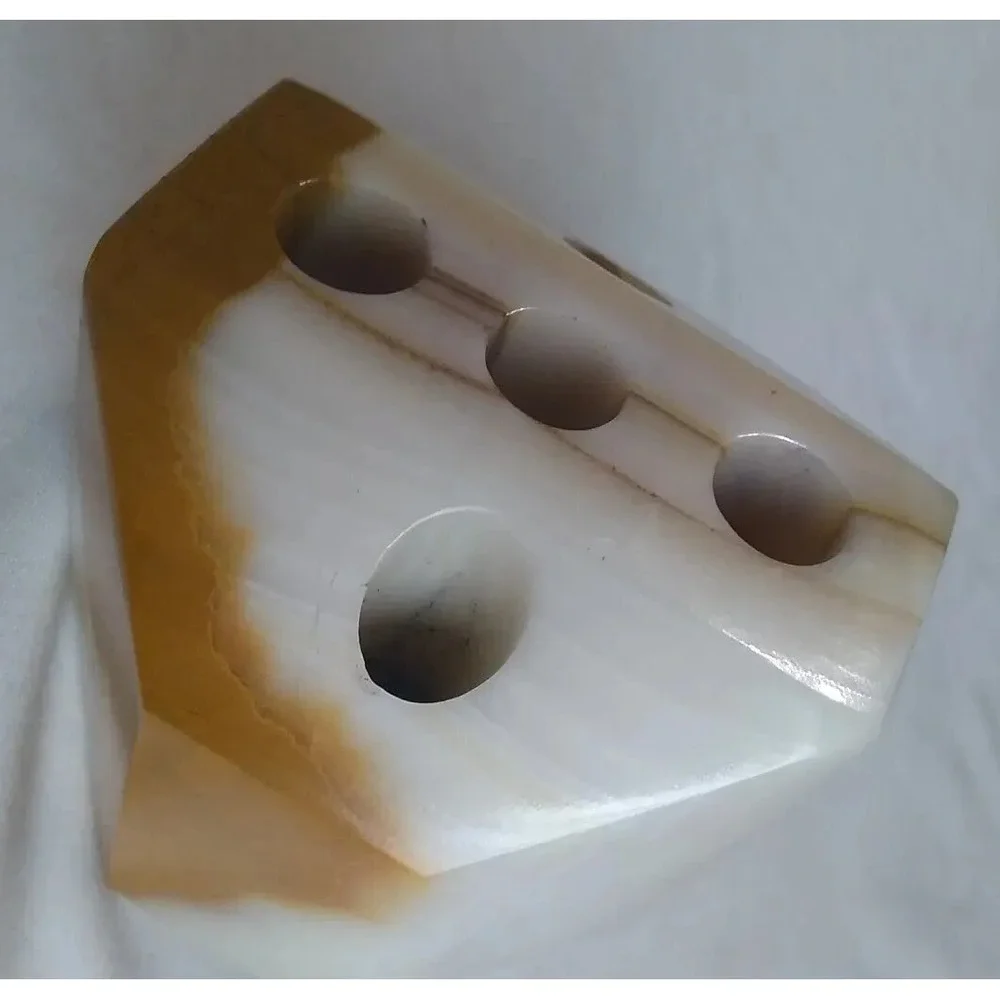 Agate Pen Pencil Holder Paper Weight Light Brown‎ Tan Office Gift 2.4